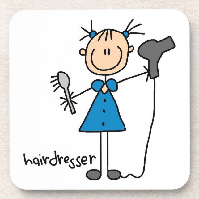 Friseur-Strichmännchen Getränkeuntersetzer (Vorderseite)