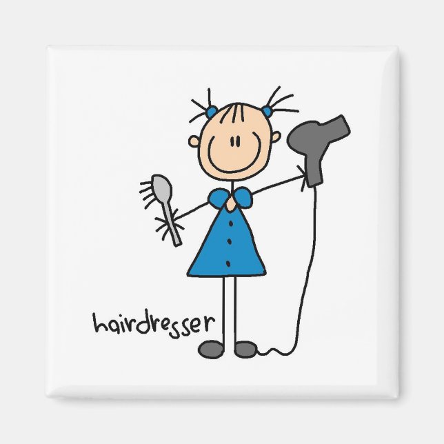 Friseur-Strichmännchen Magnet (Vorne)