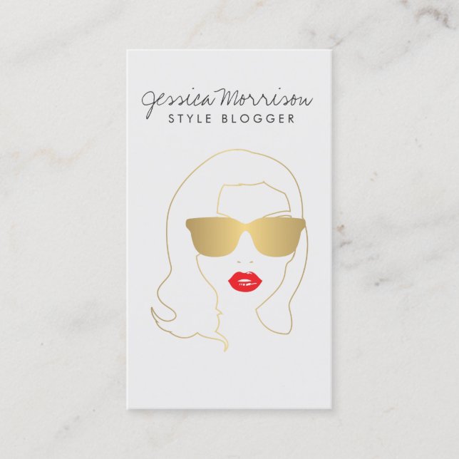 Friseur, Style Blogger, Schönheitssalon Gold/Grau Visitenkarte (Vorderseite)