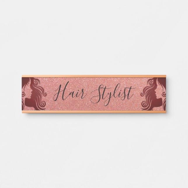 Friseur-Stylist auf Glitzer Türschild (Vorderseite )
