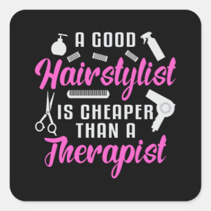 Friseur Stylist Barber Scheren Therapie Haargesche Quadratischer Aufkleber