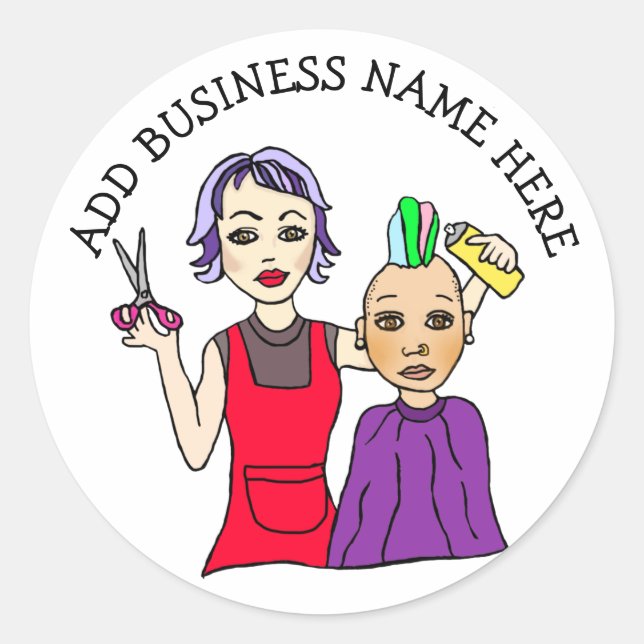 Friseur Stylist Business Name Schönheitssalon Runder Aufkleber (Vorderseite)
