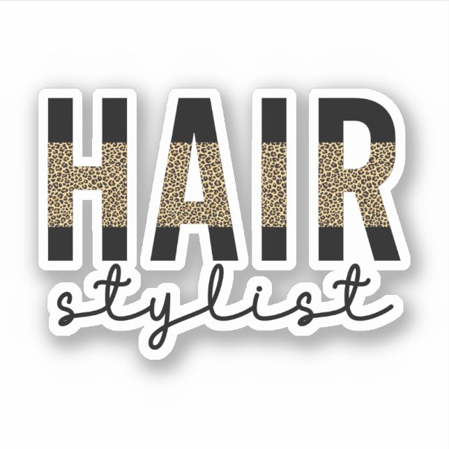 Friseur-Stylist-Cheetah Typografie Geschenk Aufkleber (Vorderseite)