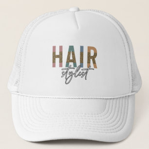 Friseur-Stylist-Cheetah Typografie Geschenk Truckerkappe