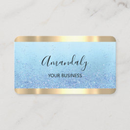 Friseur Stylist Coiffeur Schere Gold Blue Visitenkarte