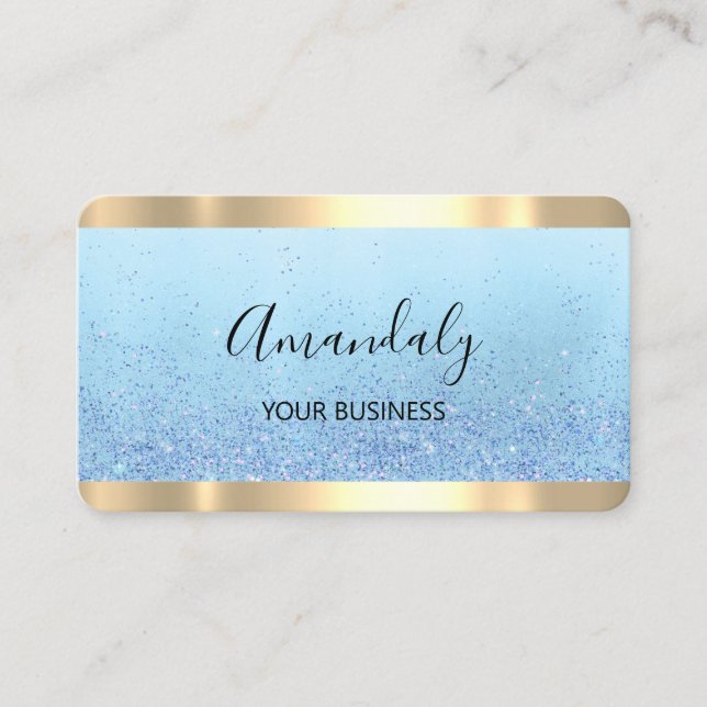 Friseur Stylist Coiffeur Schere Gold Blue Visitenkarte (Vorderseite)