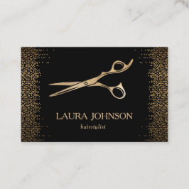 Friseur-Stylist-Driving-Gold-Glitzer-Schere Visitenkarte