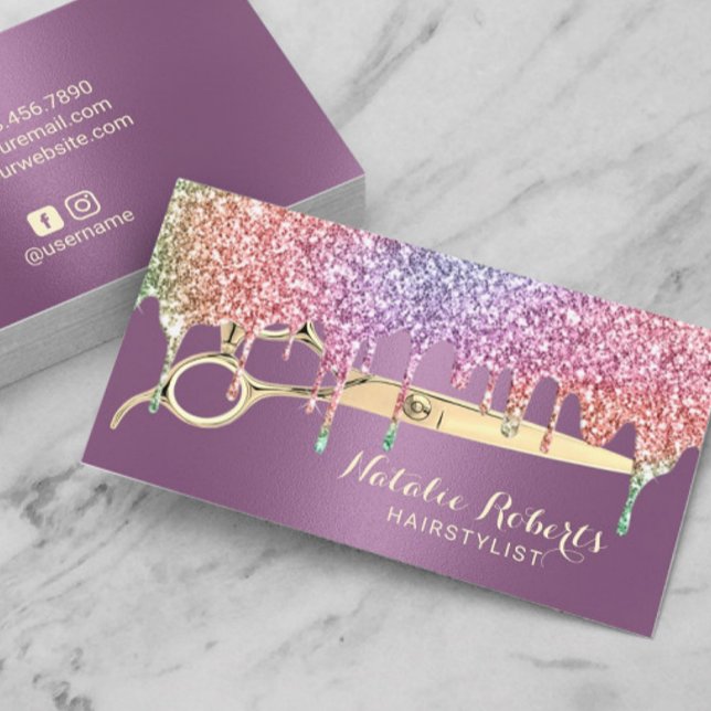 Friseur-Stylist Einhorn Tropfen Beauty Salon Lila Visitenkarte (Von Creator hochgeladen)