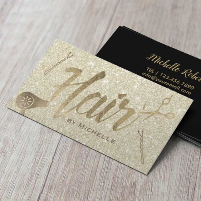 Friseur-Stylist Elegante Gold Typografie Beauty Sa Visitenkarte (Von Creator hochgeladen)