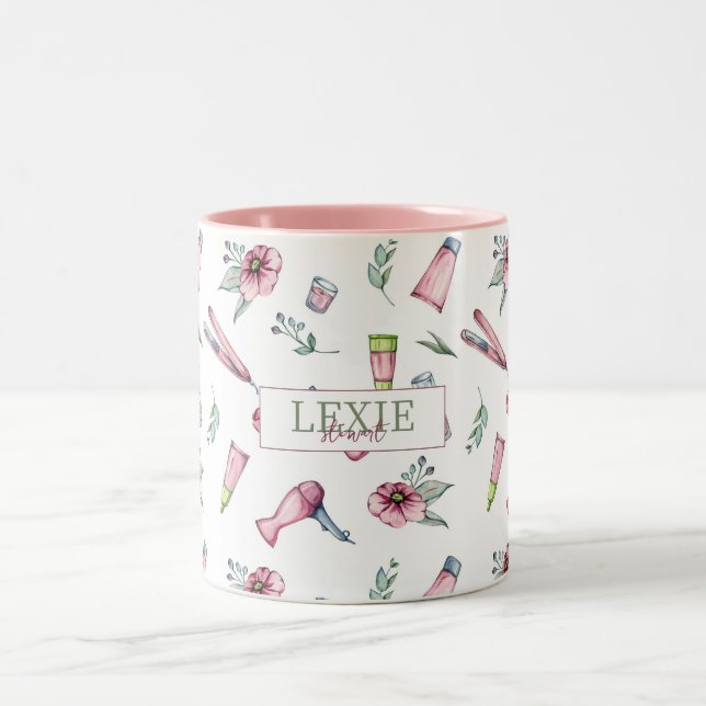 Friseur-Stylist, Friseur Schönheitssalon nach Maß Zweifarbige Tasse (Mittel)