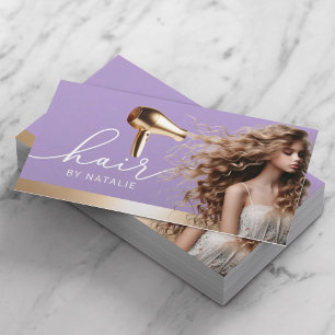 Friseur Stylist Gold Haartrockner Beauty Girl Salo Visitenkarte