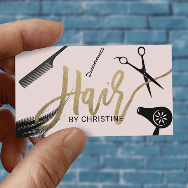 Friseur-Stylist Gold Typografie Schönheitssalon Visitenkarte (Von Creator hochgeladen)