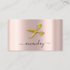 Friseur Stylist Golden Scissors Rose Powder Visitenkarte