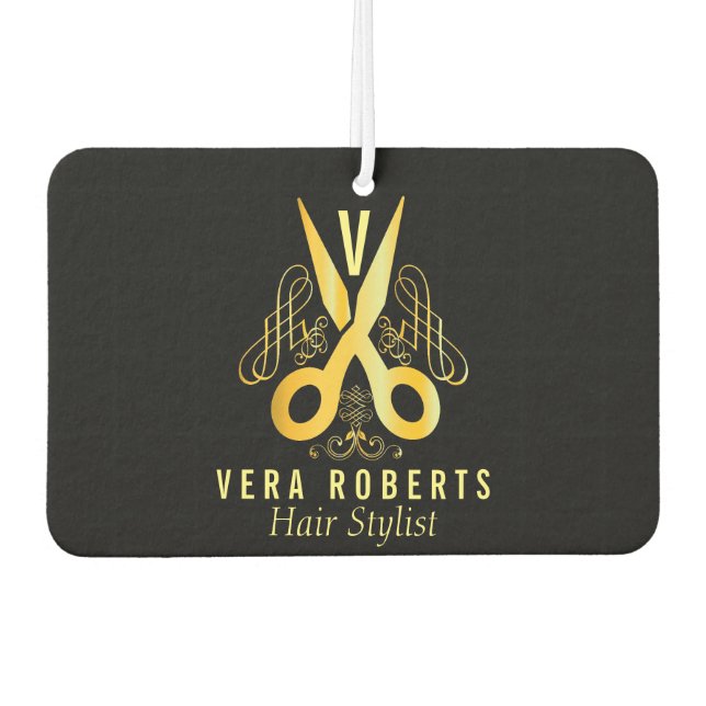 Friseur-Stylist-Goldschere & Schönheitssalon Autolufterfrischer (Vorderseite)