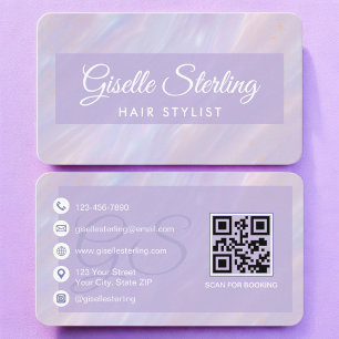 Friseur-Stylist Lila Pastell-QR-Code Visitenkarte