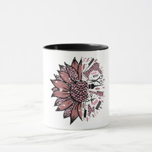 Friseur-Stylist Mauve und Pink Leopard Sonnenblume Tasse