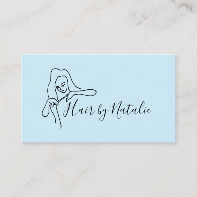 Friseur Stylist Minimalistisch Light Blue Beauty S Visitenkarte (Vorderseite)