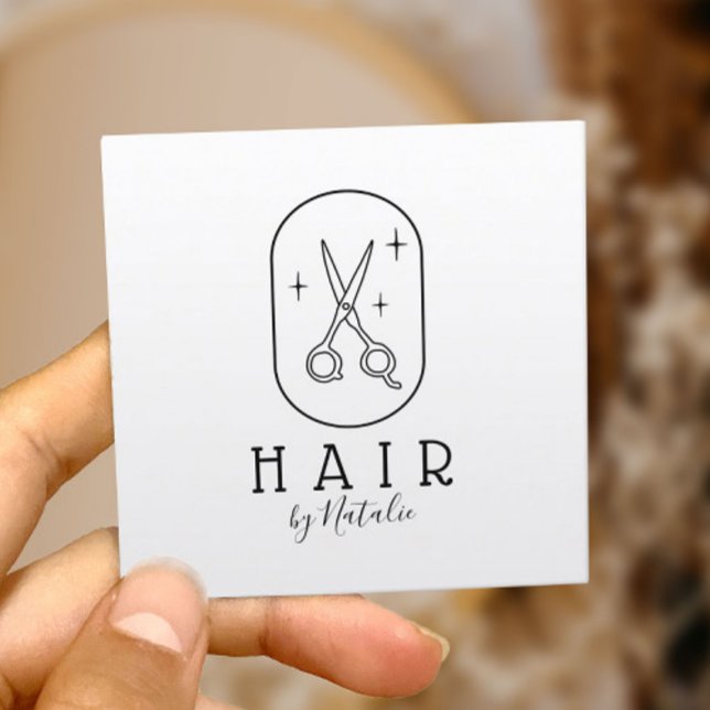 Friseur-Stylist Minimalistische Schere Logo Schönh Quadratische Visitenkarte (Von Creator hochgeladen)