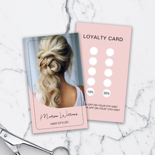 Friseur-Stylist Moderne rosa Loyalität Karte (Create your own Hair Stylist Loyalty Card)