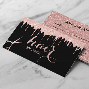 Friseur-Stylist Moderne Rose Gold Tropfen Schönhei Terminkarte