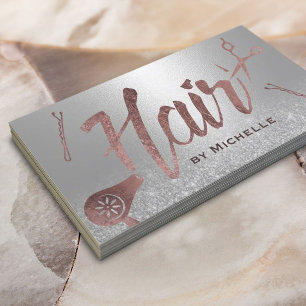 Friseur-Stylist Moderne Rose Gold Typografie Silbe Visitenkarte
