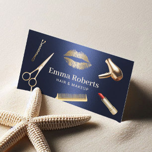 Friseur Stylist Moderner Gold & Navy Blue Beauty S Visitenkarte