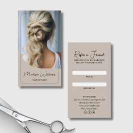 Friseur Stylist Modernes Foto Beige Empfehlungskarte