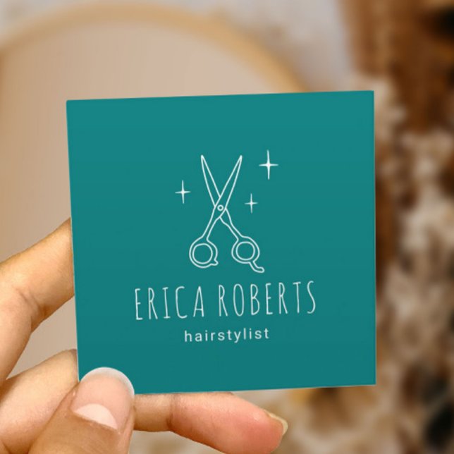 Friseur-Stylist Niedliche Minimalistische Schere S Quadratische Visitenkarte (Von Creator hochgeladen)