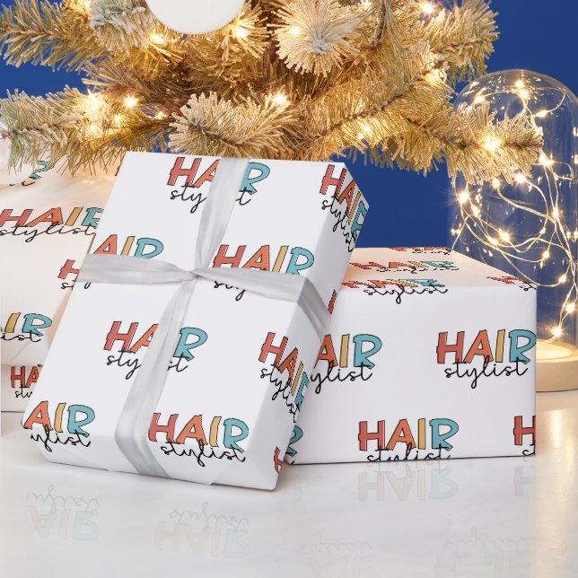 Friseur-Stylist Retro-Friseur-Geschenk Geschenkpapier (Feiertage)