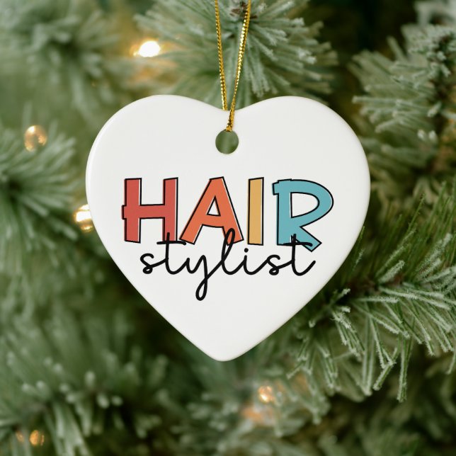 Friseur-Stylist Retro-Friseur-Geschenk Keramik Ornament (Baum)