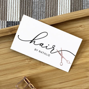 Friseur-Stylist-Rose Goldschere Typografie-Salon Visitenkarte