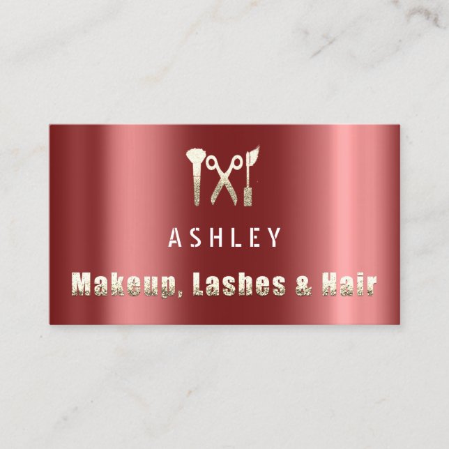 Friseur Stylist Salon Makeup Lash Termin Burgund Visitenkarte (Vorderseite)