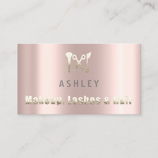 Friseur-Stylist Salon Makeup Lash Termin Gold Visitenkarte (Vorderseite)