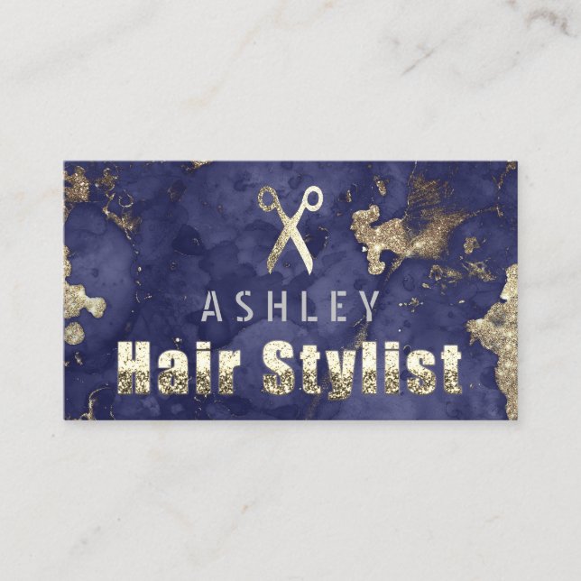 Friseur-Stylist-Salon Marble Blue Termine Karte (Vorderseite)