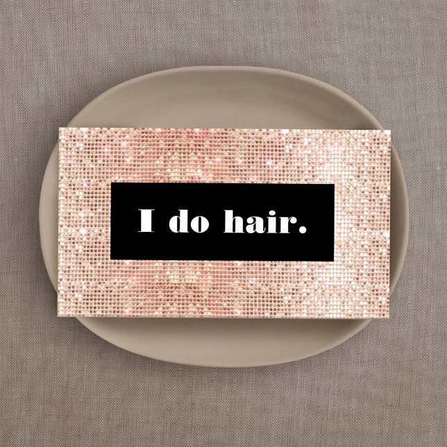 Friseur Stylist Salon Rose Gold Imitate Sequenzen Visitenkarte (Von Creator hochgeladen)