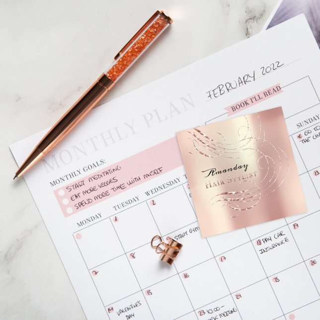 Friseur-Stylist Salon Rose Karte (Hair Stylist Salon Appointment Card Rose Gold)