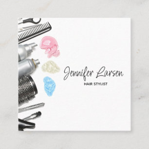 Friseur Stylist Salon Tools Beauty Quadratische Visitenkarte