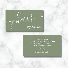 Friseur Stylist Schere Barber Shop Sage Green Cust Visitenkarte
