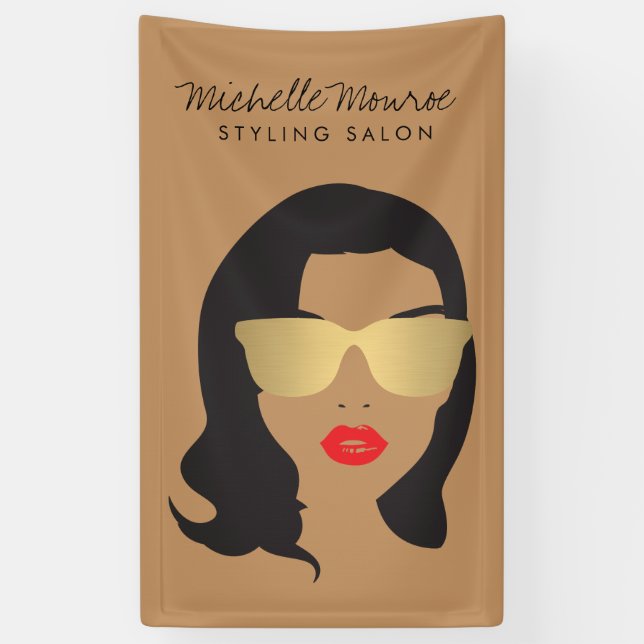 Friseur, Stylist, Schönheit Girl Tan/Brown Banner (Vertikal)
