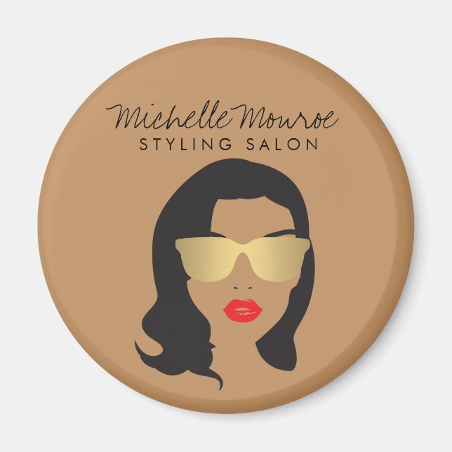 Friseur, Stylist, Schönheit Girl Tan/Brown Magnet (Vorne)