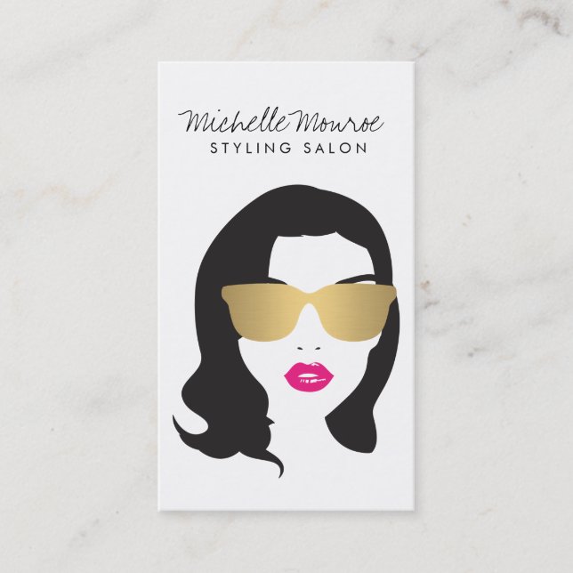 Friseur, Stylist, Schönheit Mädchen Rosa Lippen Visitenkarte (Vorderseite)