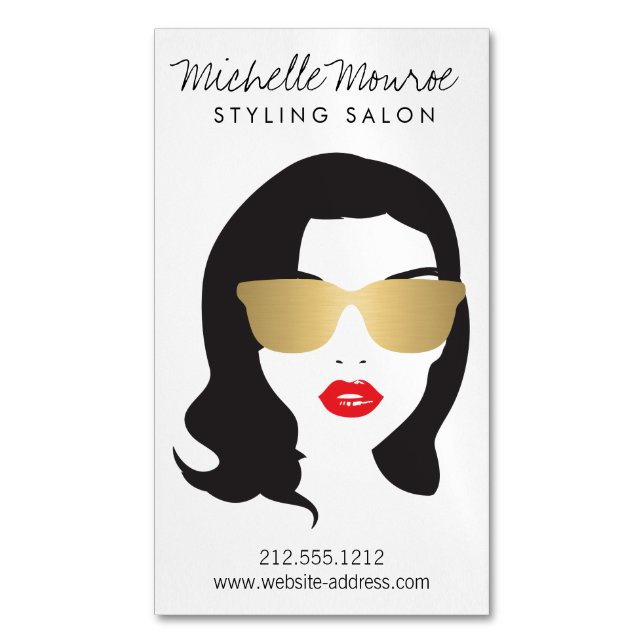 Friseur, Stylist, Schönheitsmädchen Magnetische Visitenkarte (Vorderseite Vertikal)
