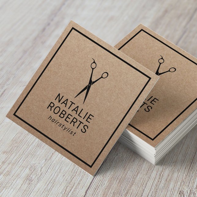 Friseur-Stylist Schönheitssalon Minimalistisch Rus Quadratische Visitenkarte (Von Creator hochgeladen)