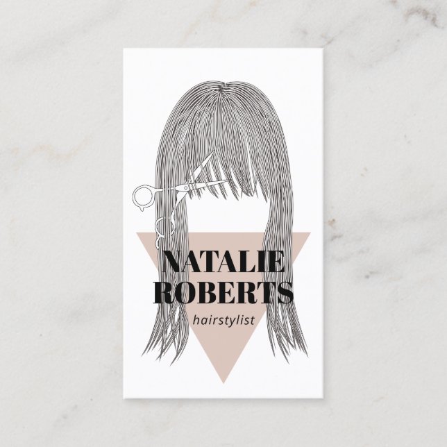 Friseur-Stylist-Scissor & Girl-Illustrationssalon Visitenkarte (Vorderseite)