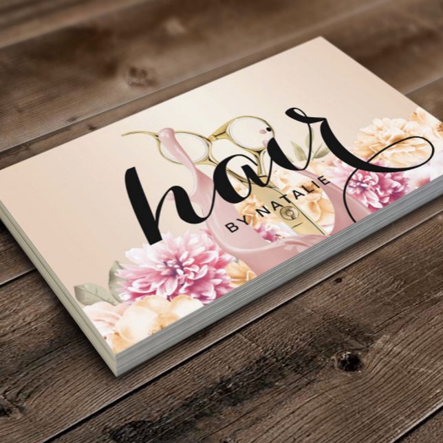 Friseur-Stylist Vintag Blumengoldschere Salon Visitenkarte (Von Creator hochgeladen)