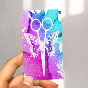 Friseur-Stylistin Butterfly & Schere Wasserfarbe Visitenkarte
