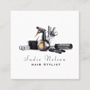 Friseur-Stylistin Salon Tools Beauty Quadratische Visitenkarte