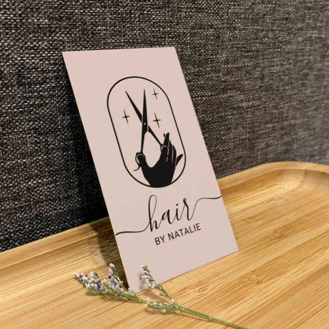 Friseur-Stylistin-Schere & Handlogo Rosa Rosa Salo Visitenkarte (Von Creator hochgeladen)