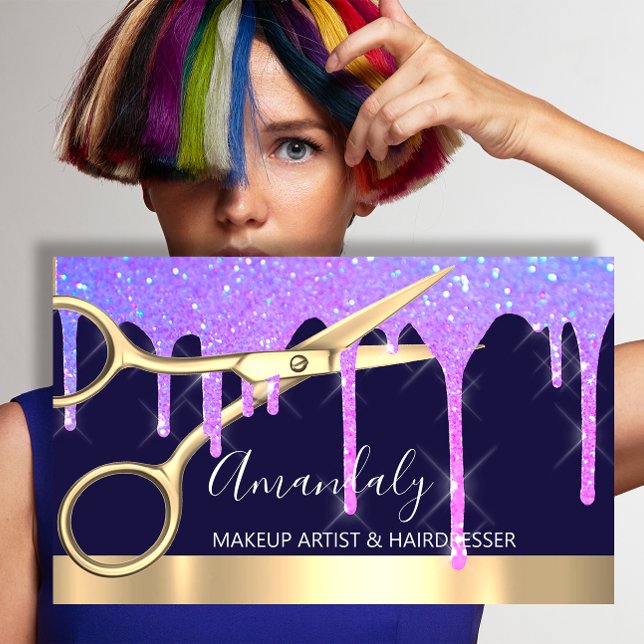Friseur-Stylistin Tropfen Schere Coiffeur Visitenkarte (Hair Stylist Hairdresser Drips Scissors Coiffeur Business Card)