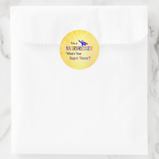 Friseur Super Power Spaß Runder Aufkleber (Tasche)